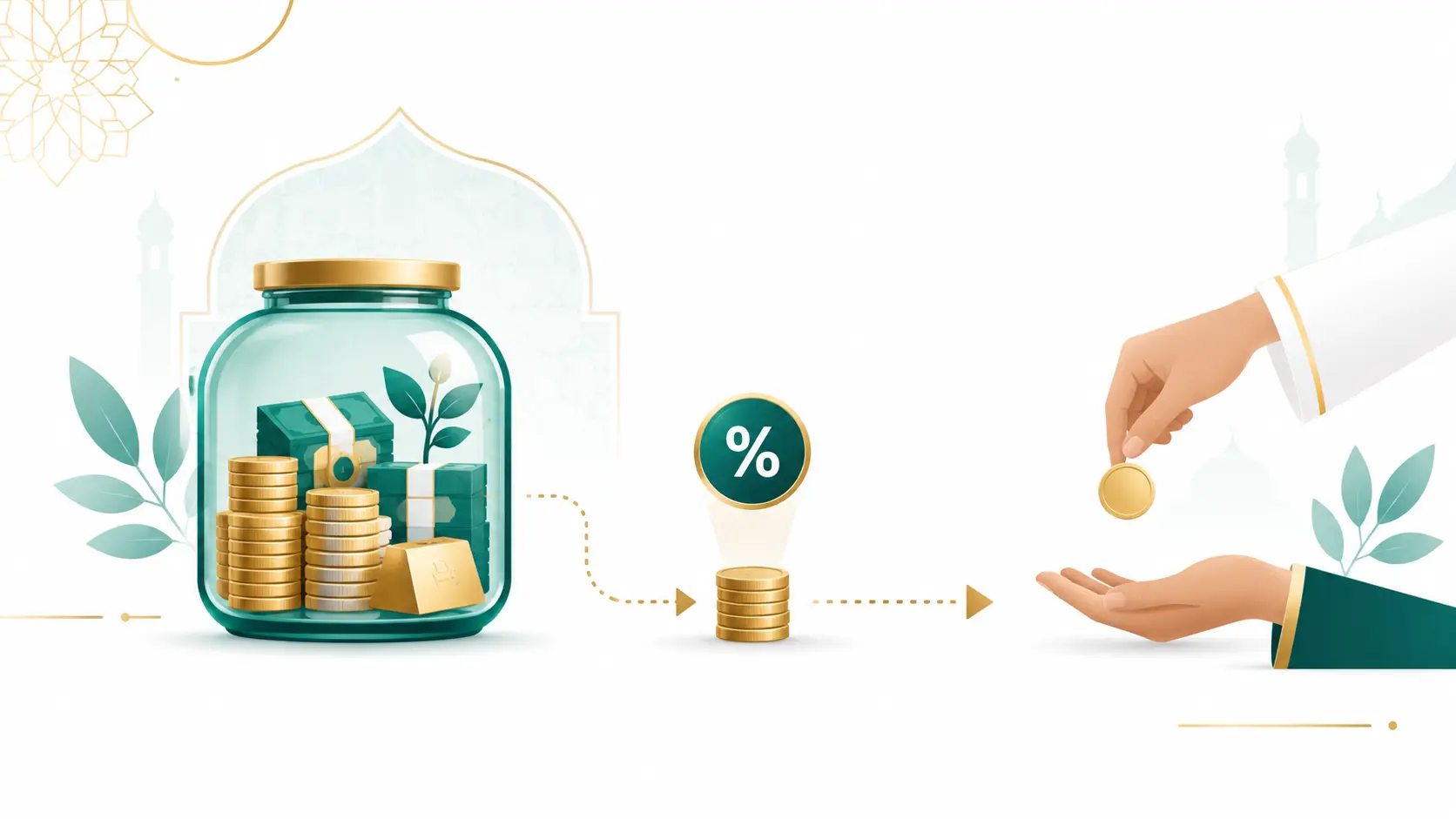 مثال عملي لحساب زكاة المال بنسبة 2.5% على إجمالي المال الزكوي