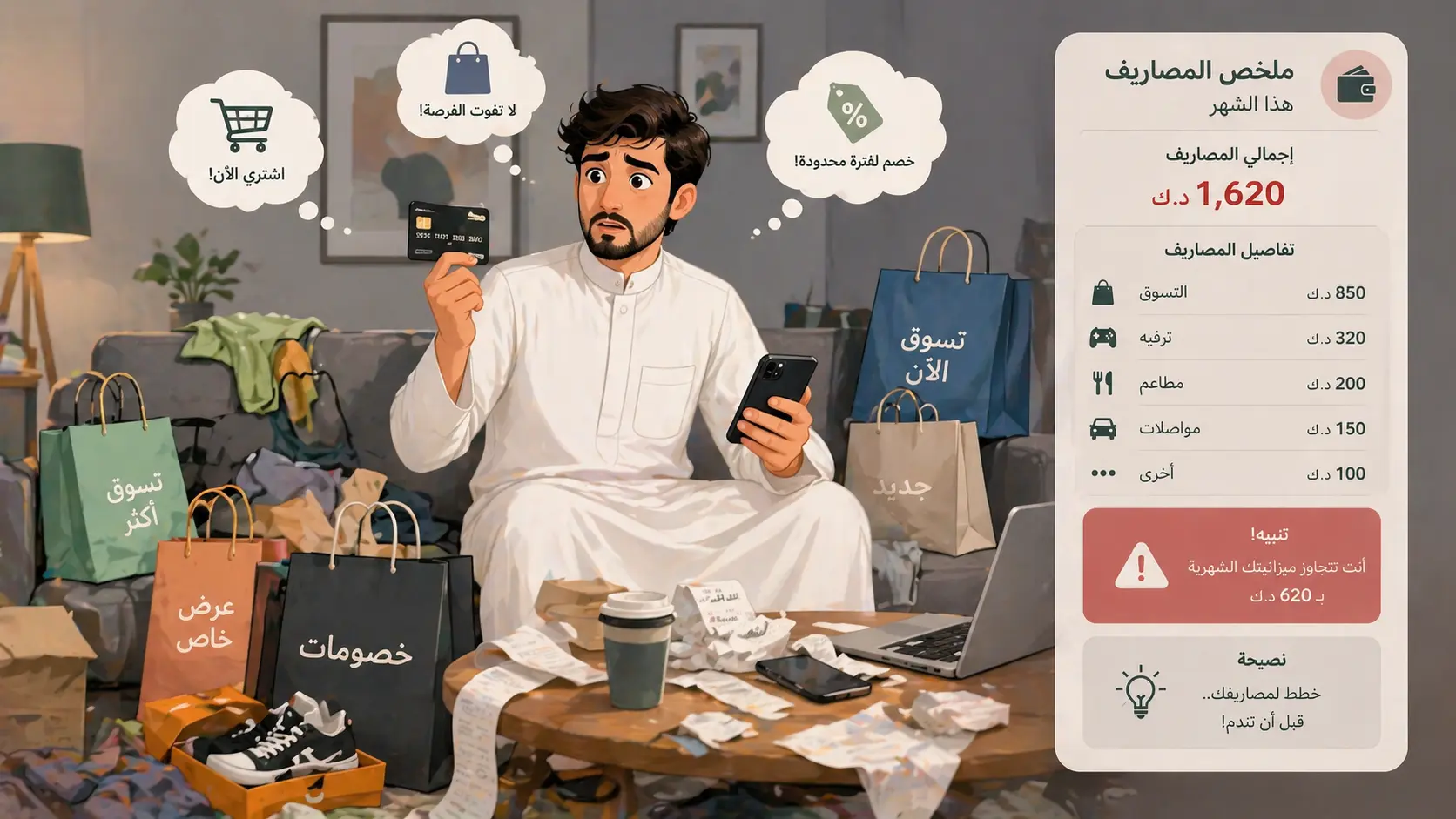 أسباب زيادة المصاريف والإنفاق العشوائي